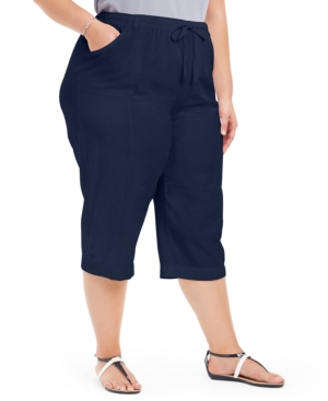 Karen Scott Plus Size Button-Cuff Capri Pants, Created for Macy's