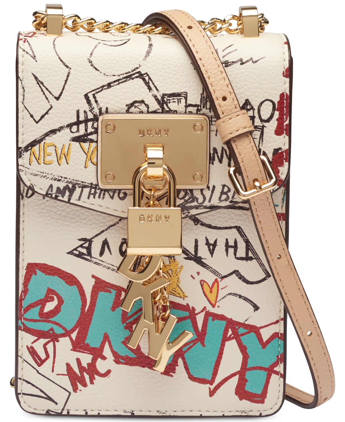 DKNY Elissa Graffiti Logo Leather Shoulder Bag, Created For Macy's