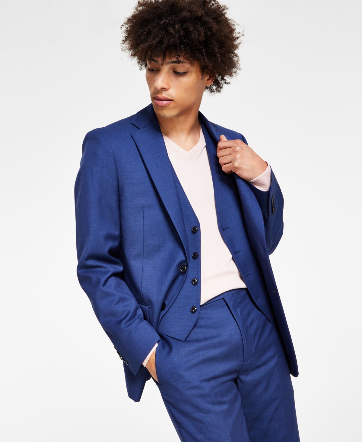 Macy's calvin klein clearance blue suit