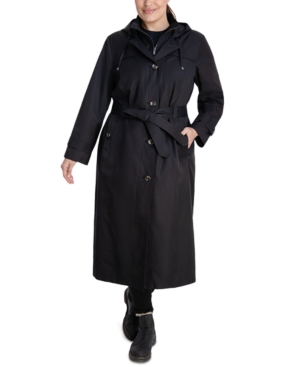 London fog hooded belted hotsell trench coat