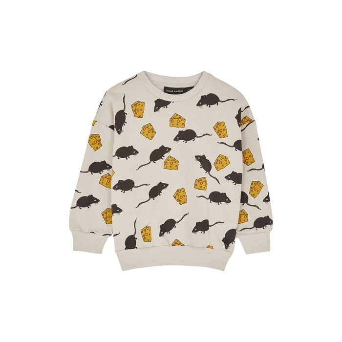 Printed Cotton Sweatshirt in Grey - Mini Rodini