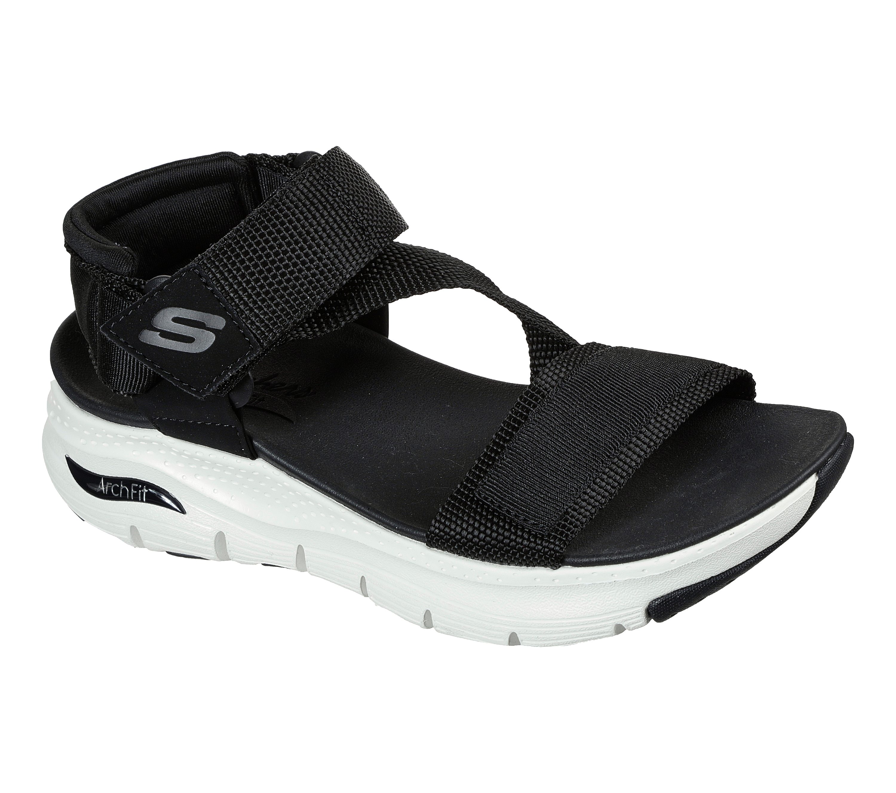 Women's Fit - Casual Retro Sandals, Black, 9.0, Skechers (Dec 2021) | WindowsWear